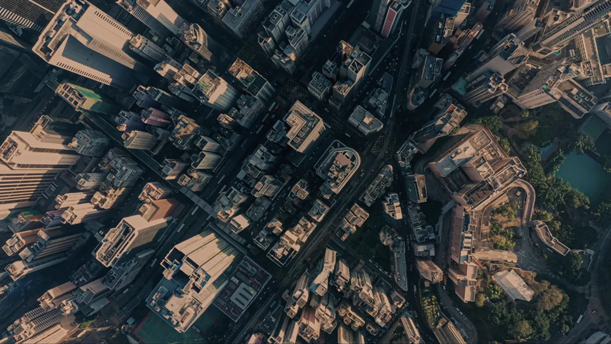 A drone photo of a large city | Skylum Blog