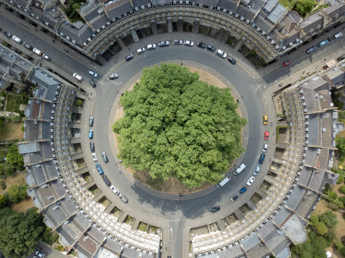 Drone photo of a roundabout | Skylum Blog
