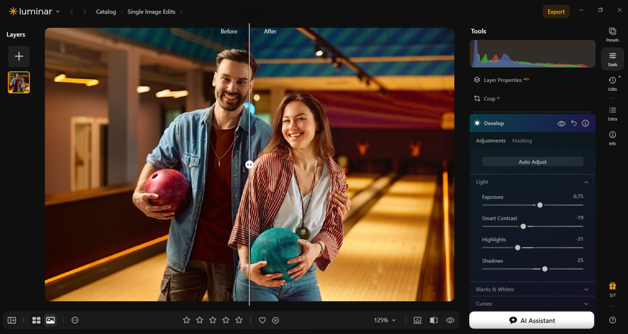 Exposure and White Balance in Luminar