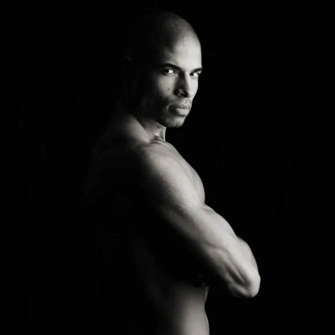 Portrait with dramatic side lighting