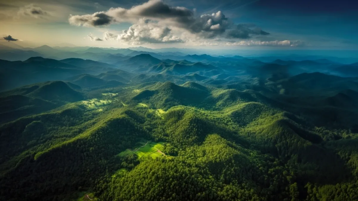 Aerial view of green mountain landscape| Skylum Blog