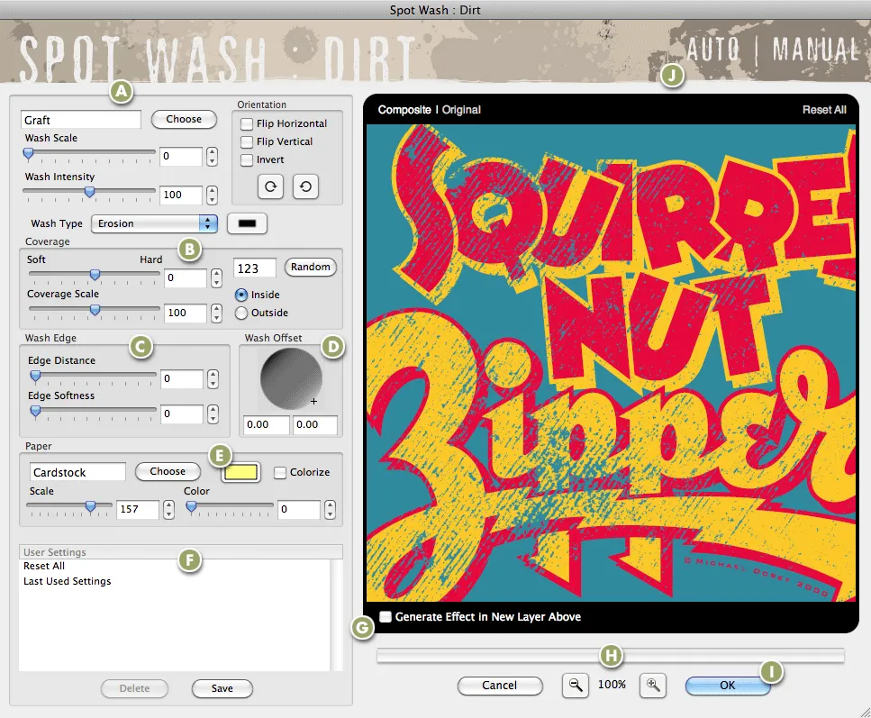 Photoshop filters and plugins by Spot Wash Dirt
