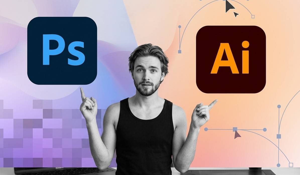 Man choosing between Photoshop and Illustrator | Skylum Blog

