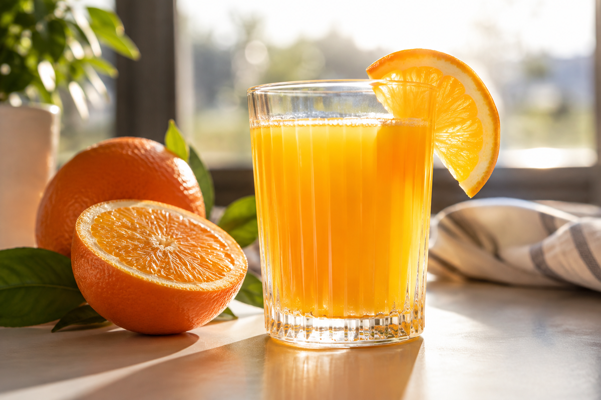 Orange juice and fruit lit from behind | Skylum Blog


