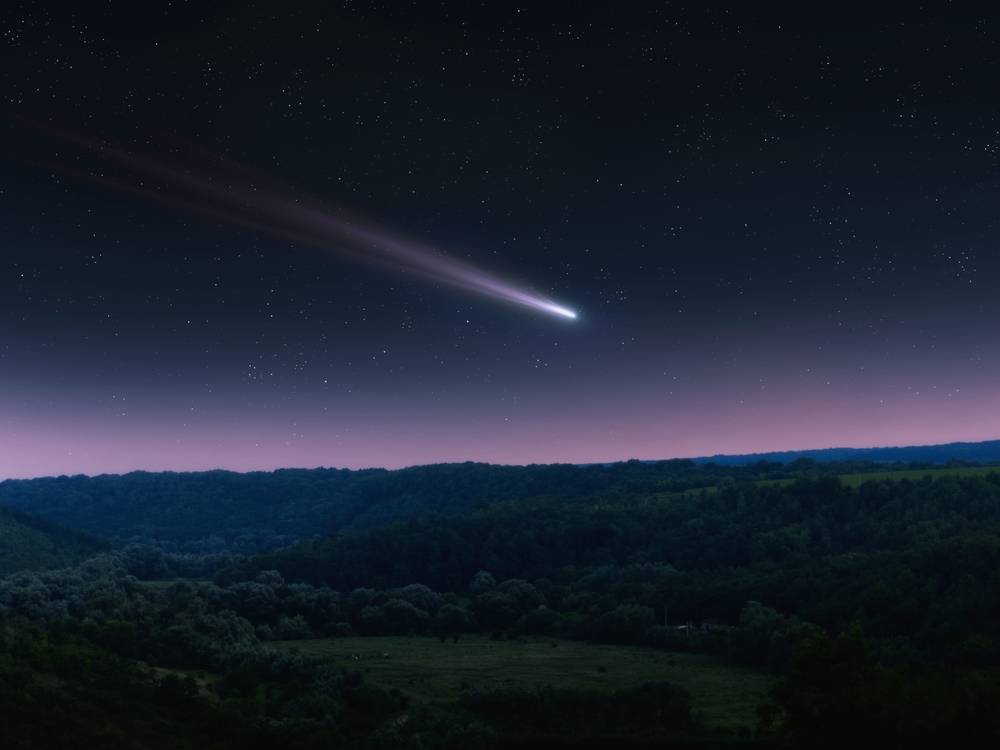 Comet tail in the sky
