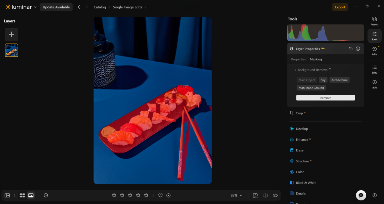 Background Removal AI in Luminar
