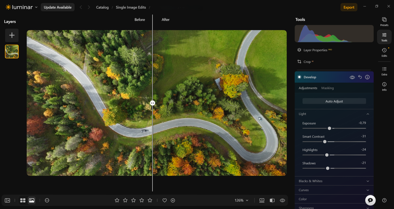 Luminar’s editing tools