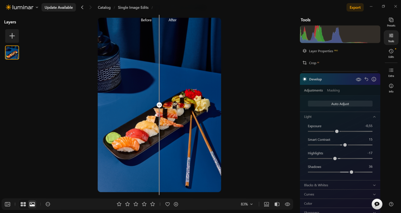 Luminar's RAW photo editor