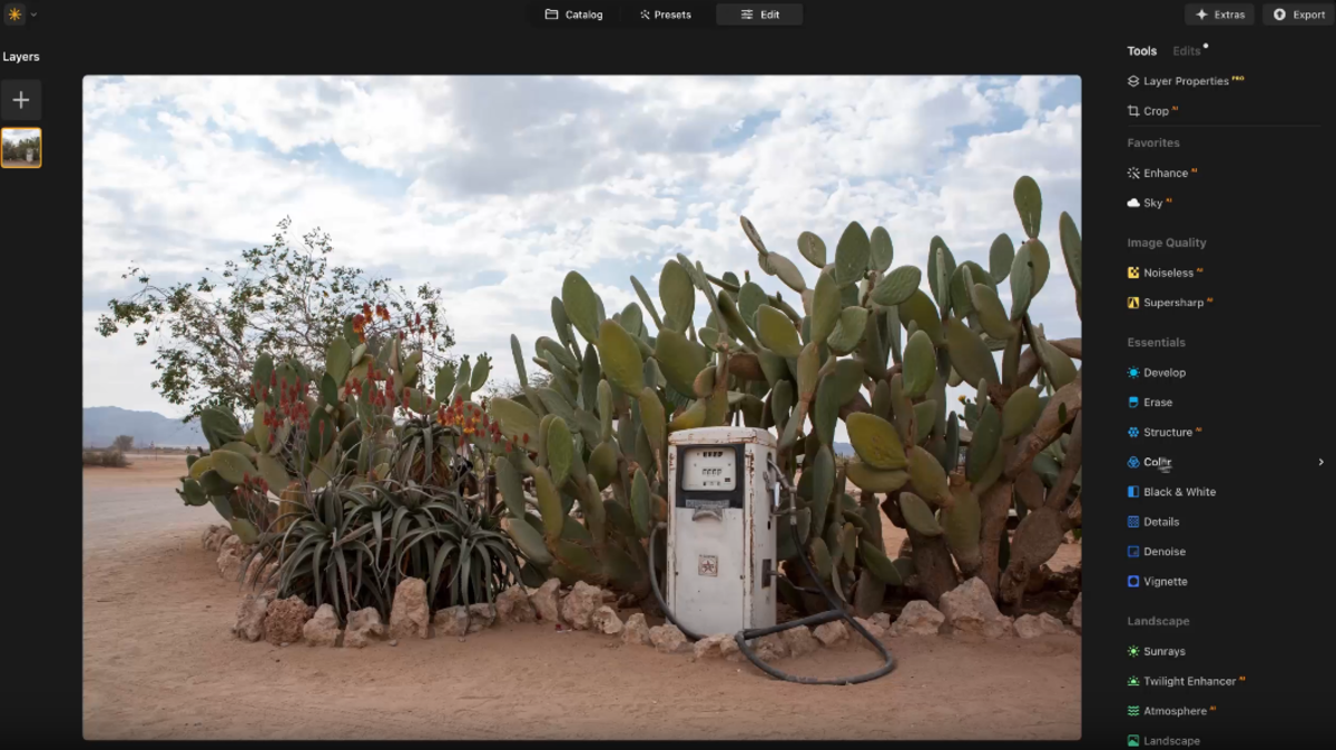 Using Luminar generative AI tools to edit a photo