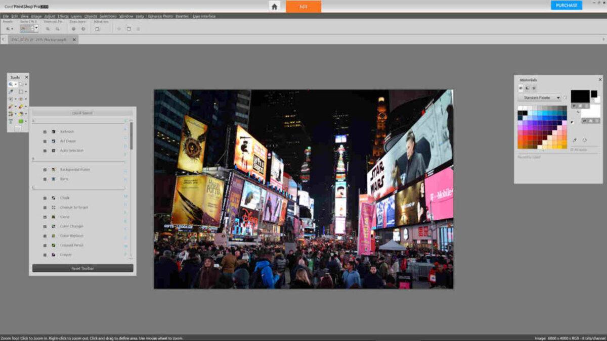 Editing a photo with layers in PaintShop Pro on Windows
