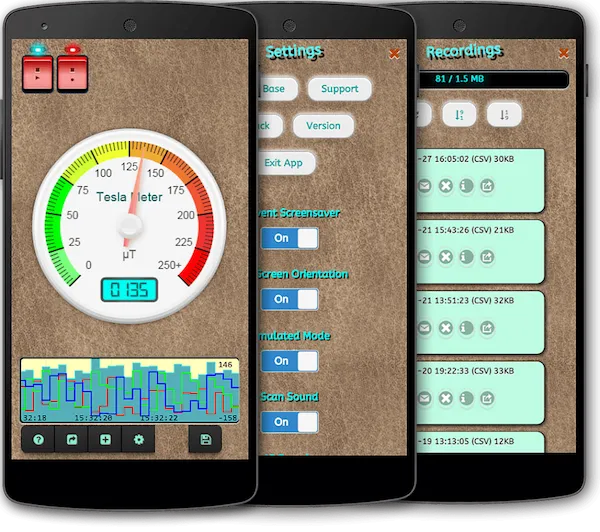Tesla Field Recorder - tests for magnetic fields
