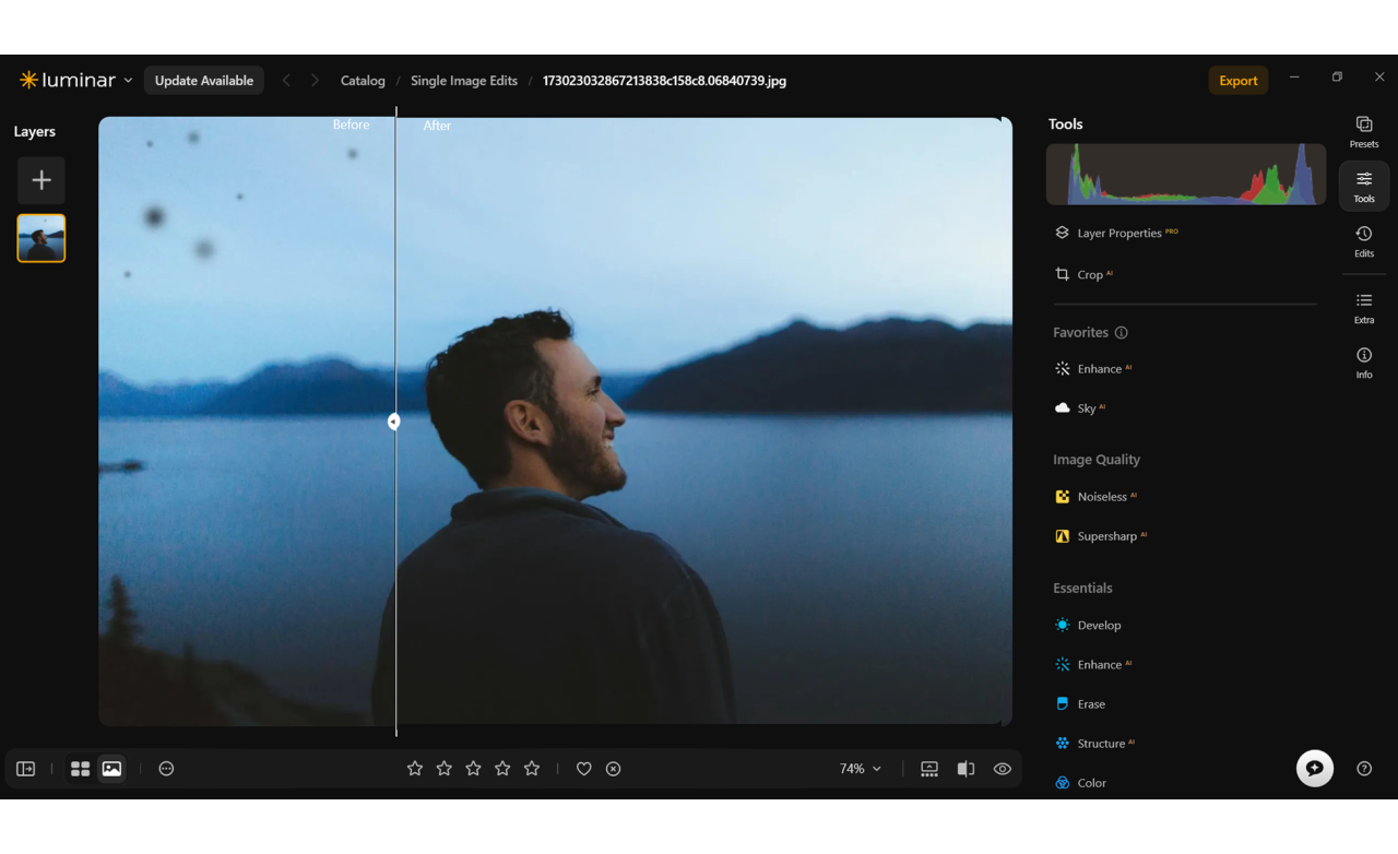 Removing Dust Spots From Photos in Luminar