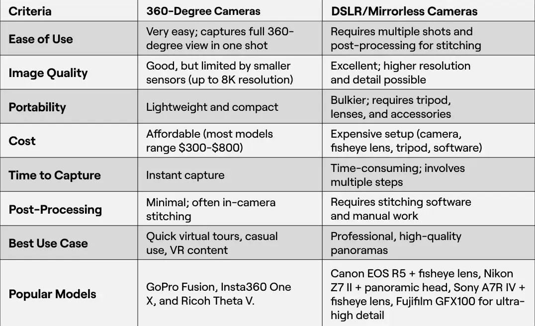 Comparison Between 360-Degree Cameras and DSLR Cameras | Skylum Blog