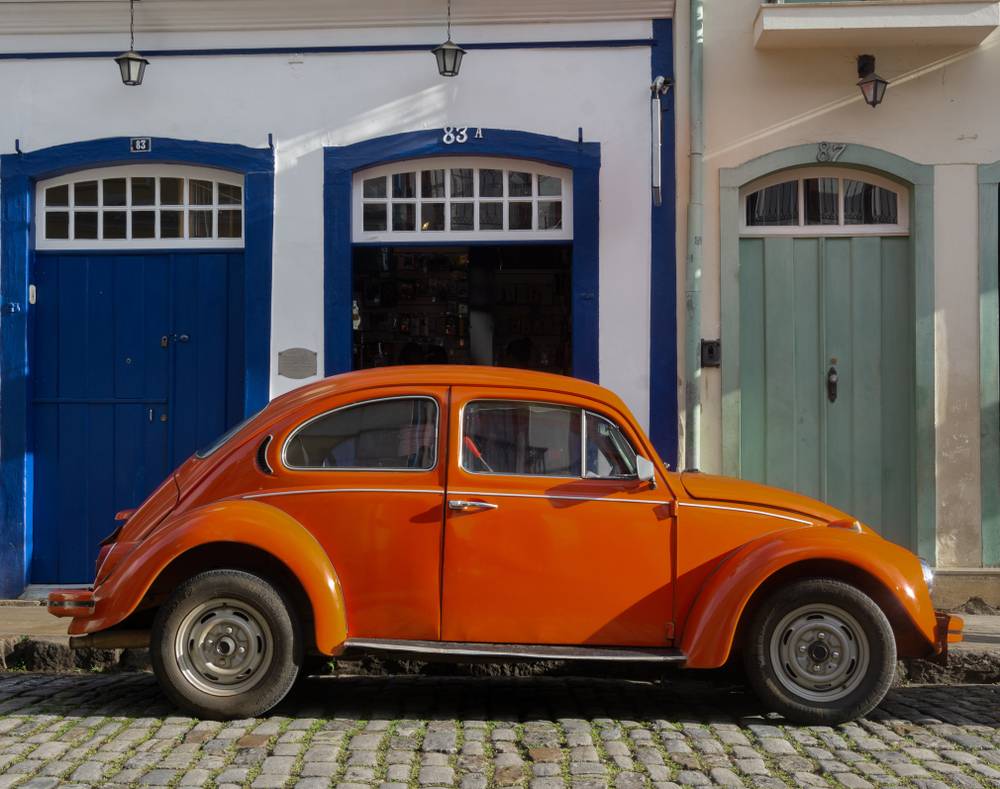 Orange retro car Volkswagen Beetle