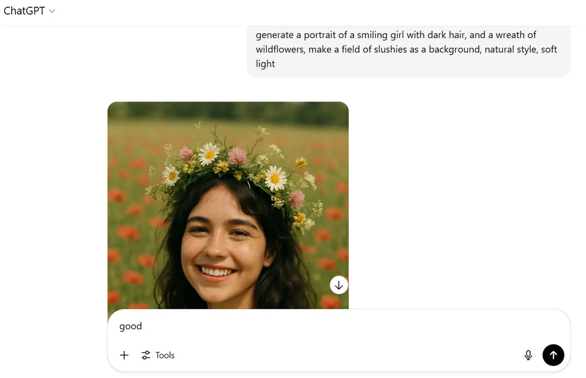 GPTチャットでの写真リクエストのスクリーンショット | Skylum Blog