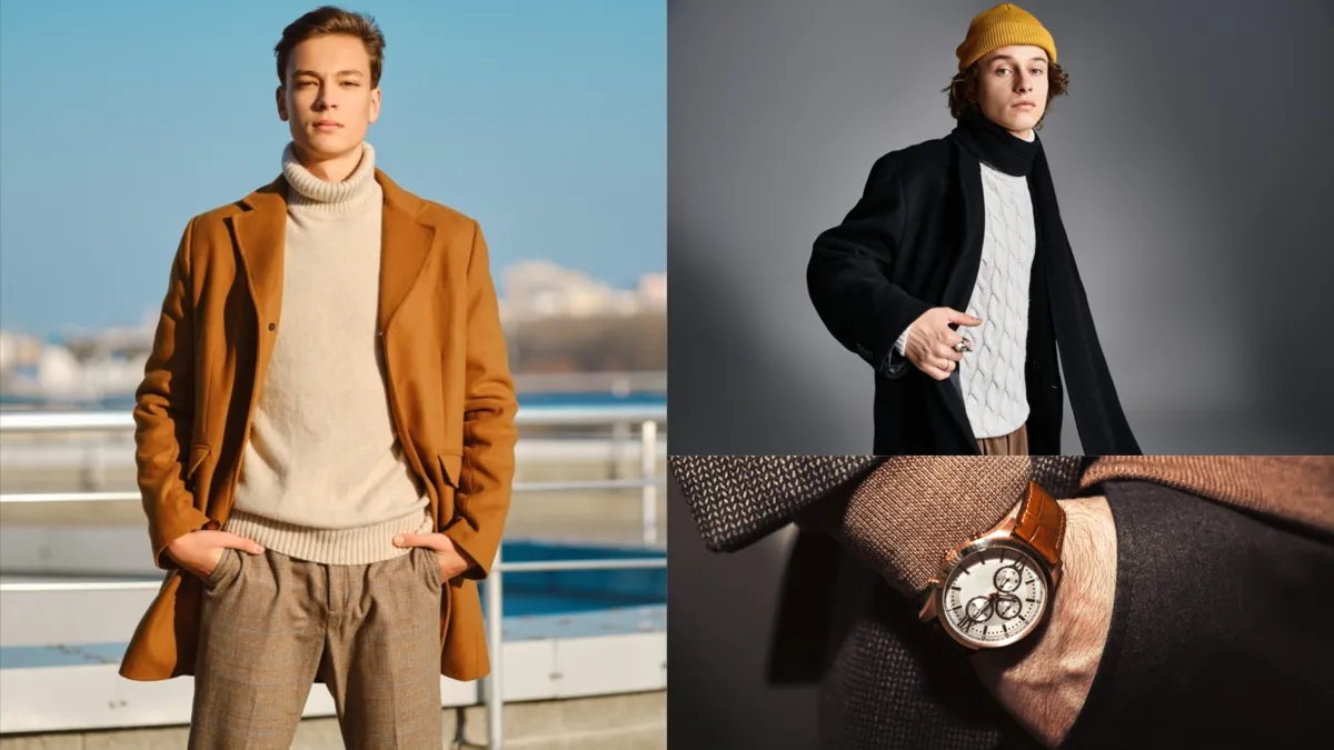 A guy in an autumn coat, scarf and hat with a watch | Skylum How-to