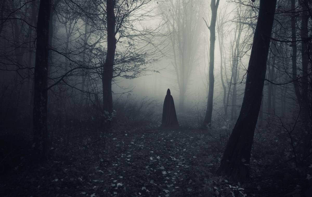 Dark figure standing in a foggy forest | Skylum Blog

