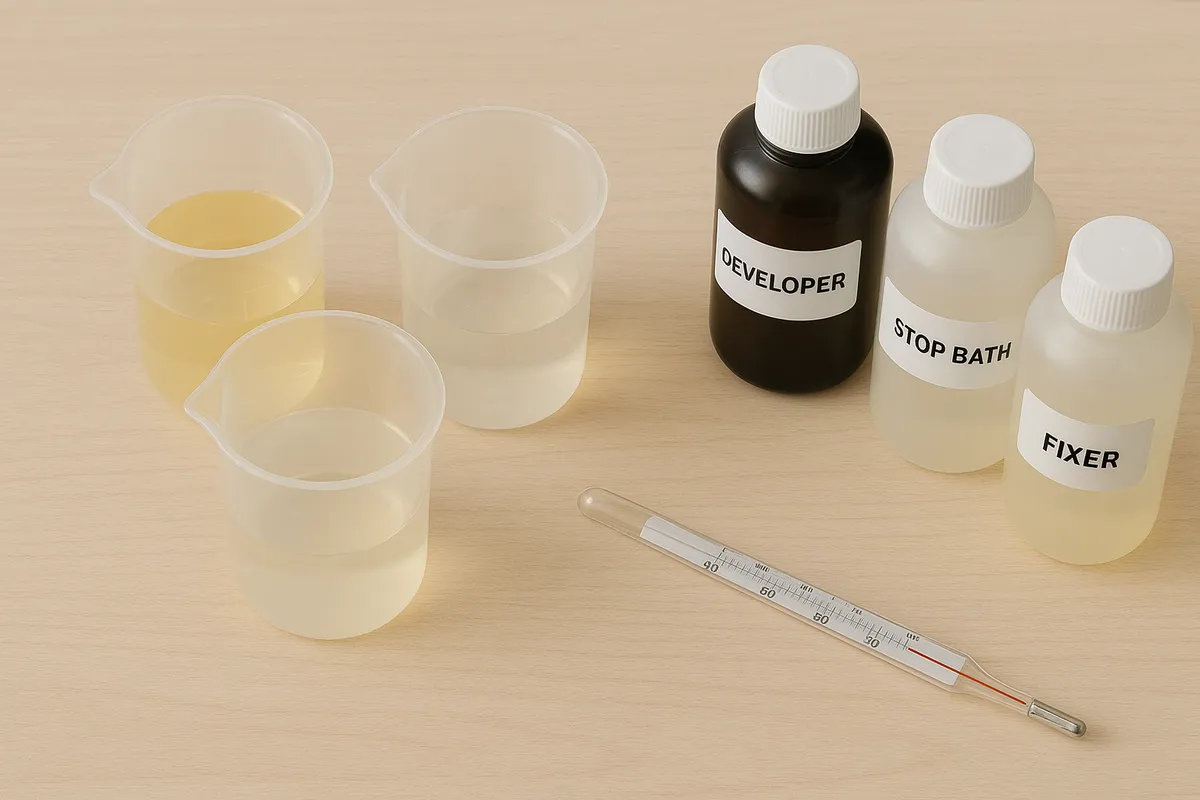 Photographer mixes chemical liquids for developing photos | Skylum Blog