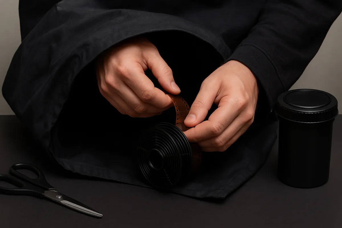 A man cuts a photographic film | Skylum Blog