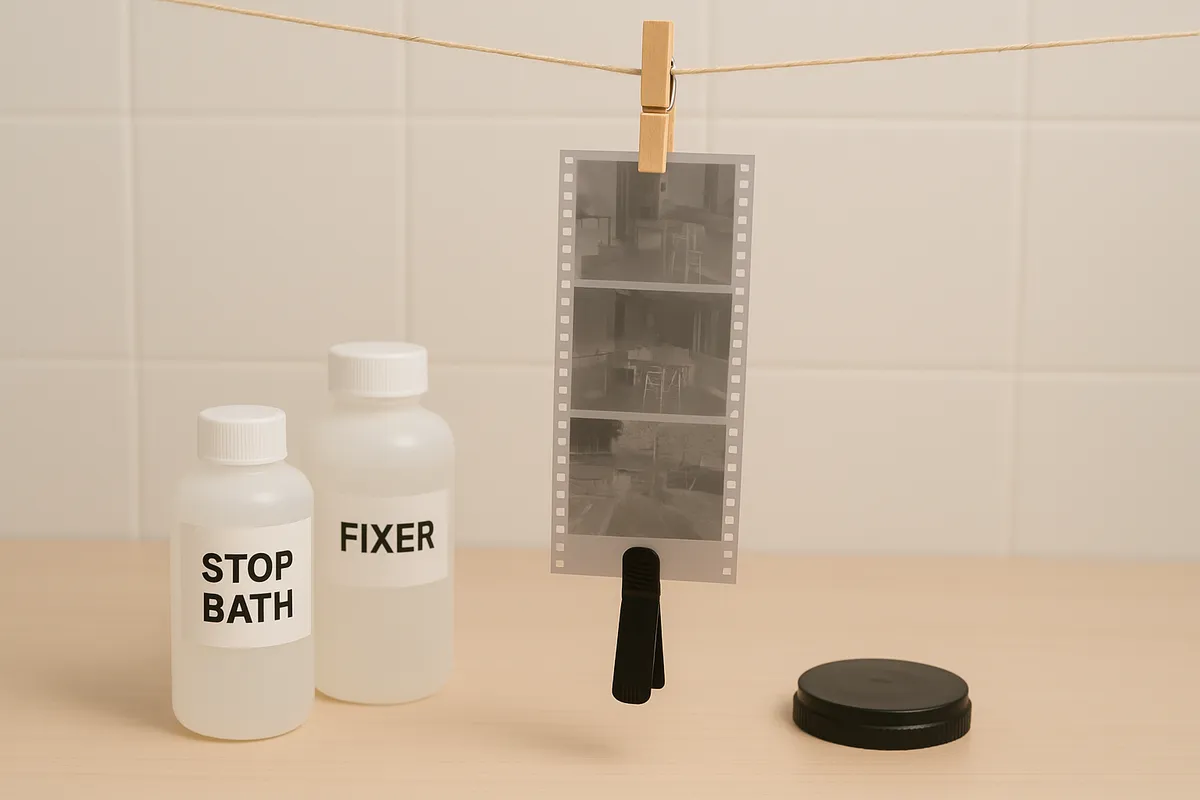 A man hangs up developed photos | Skylum Blog