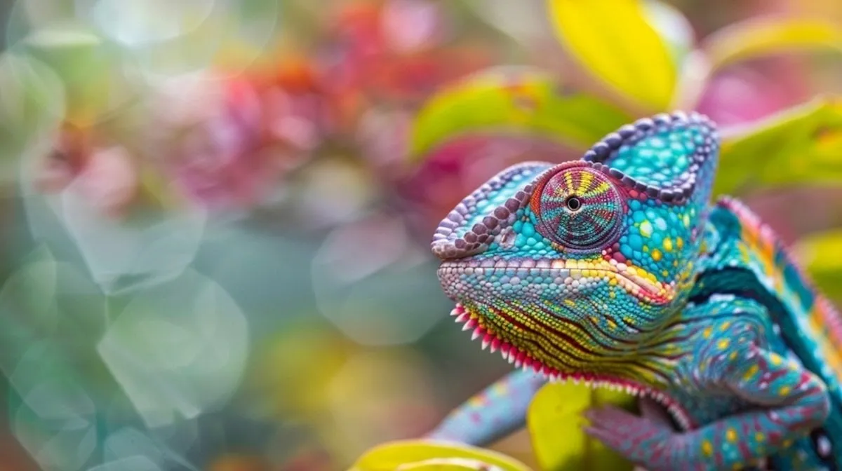 Chameleon by the rule of thirds with bokeh | Skylum Blog