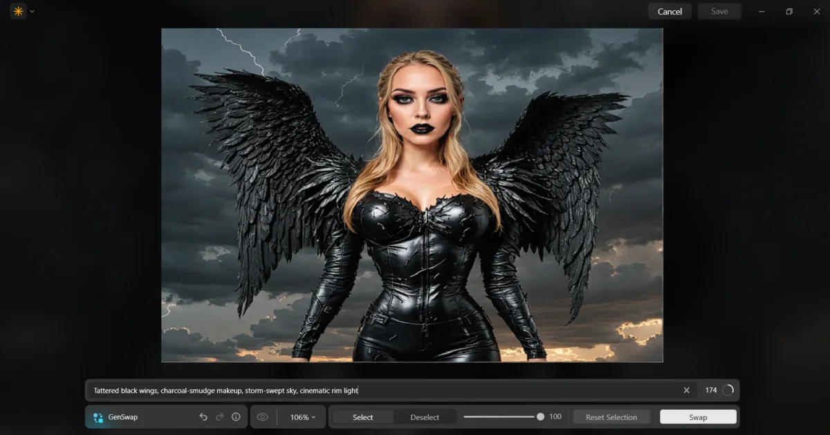 Luminar Neo generated suit Dark Angel | Skylum Blog