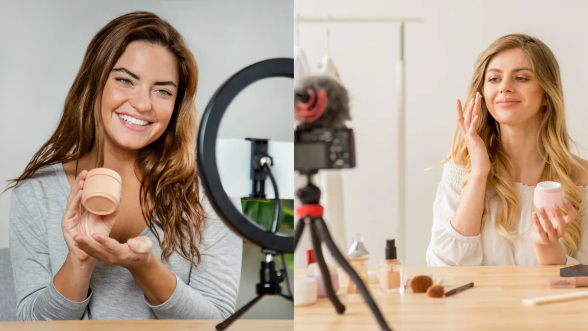 Girls are filming a review of the cream | Skylum Blog