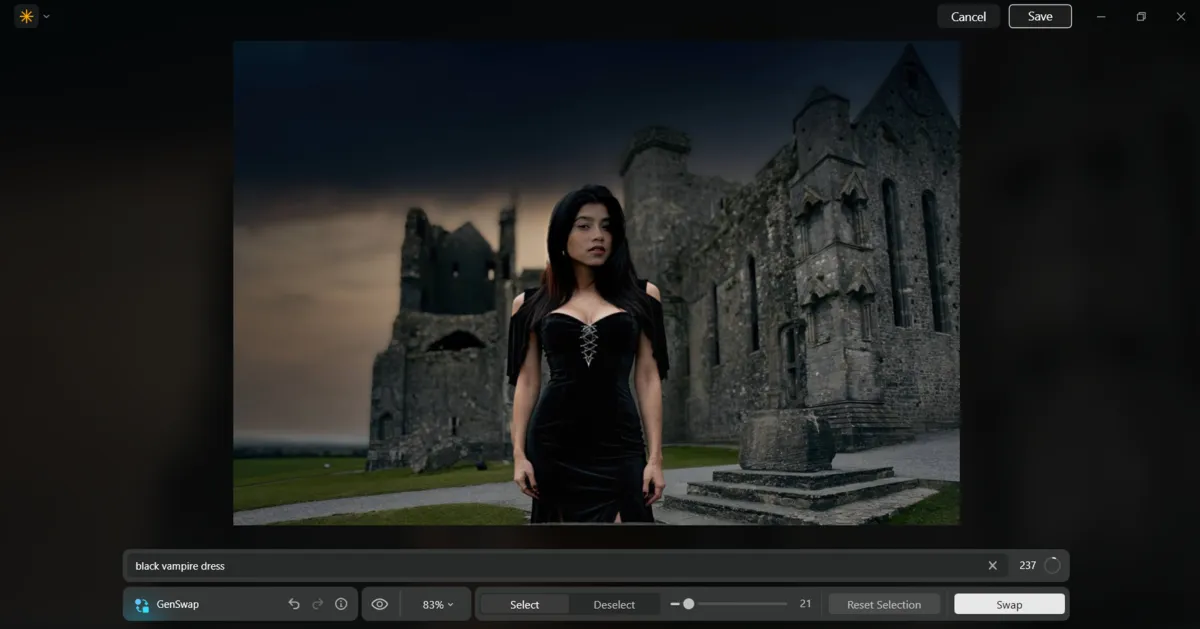 Dress changes in Luminar Neo 