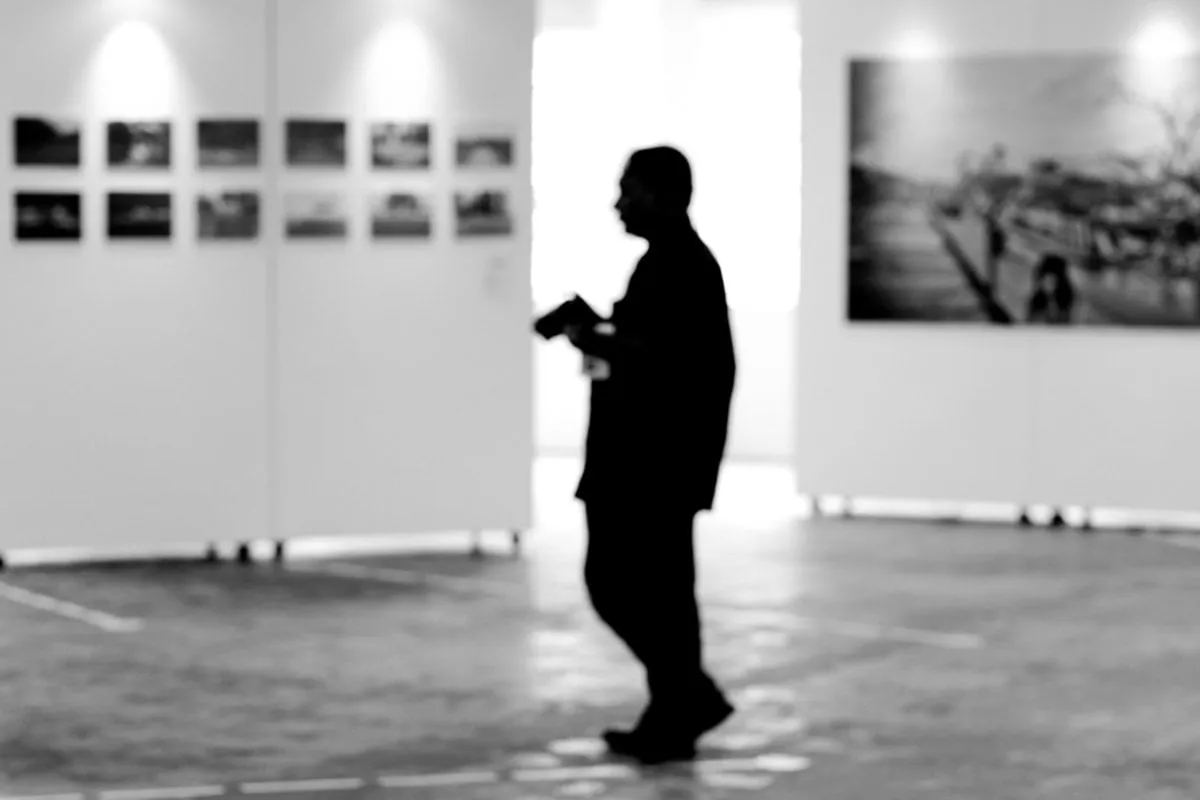 Blurred silhouette of a man in a photo gallery | Skylum Blog