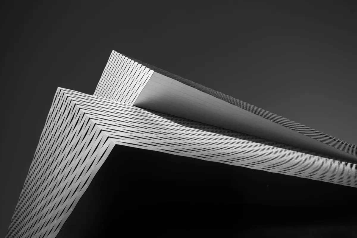 Black and white photo of an abstract building | Skylum Blog