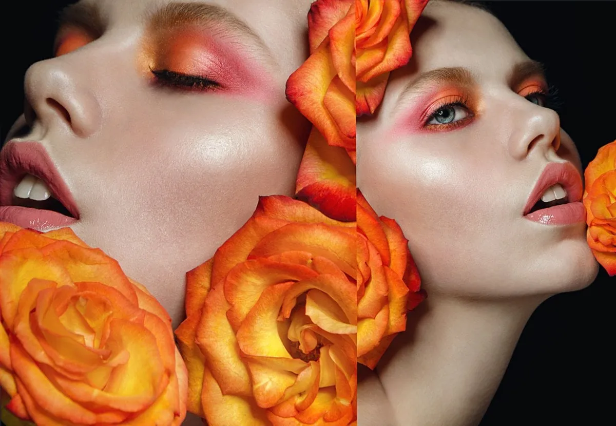 Portrait of a girl with flowers near her face | Skylum Blog