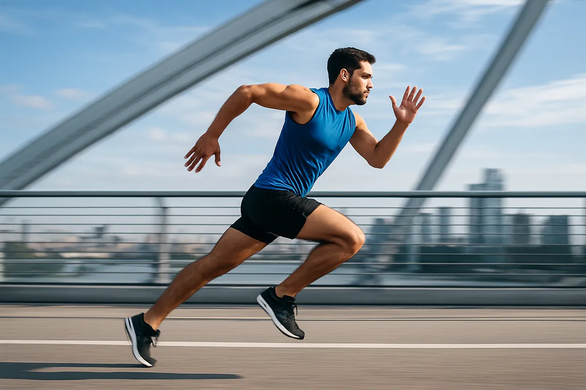 A runner on a city bridge fast shutter sharp motion | Skylum Blog