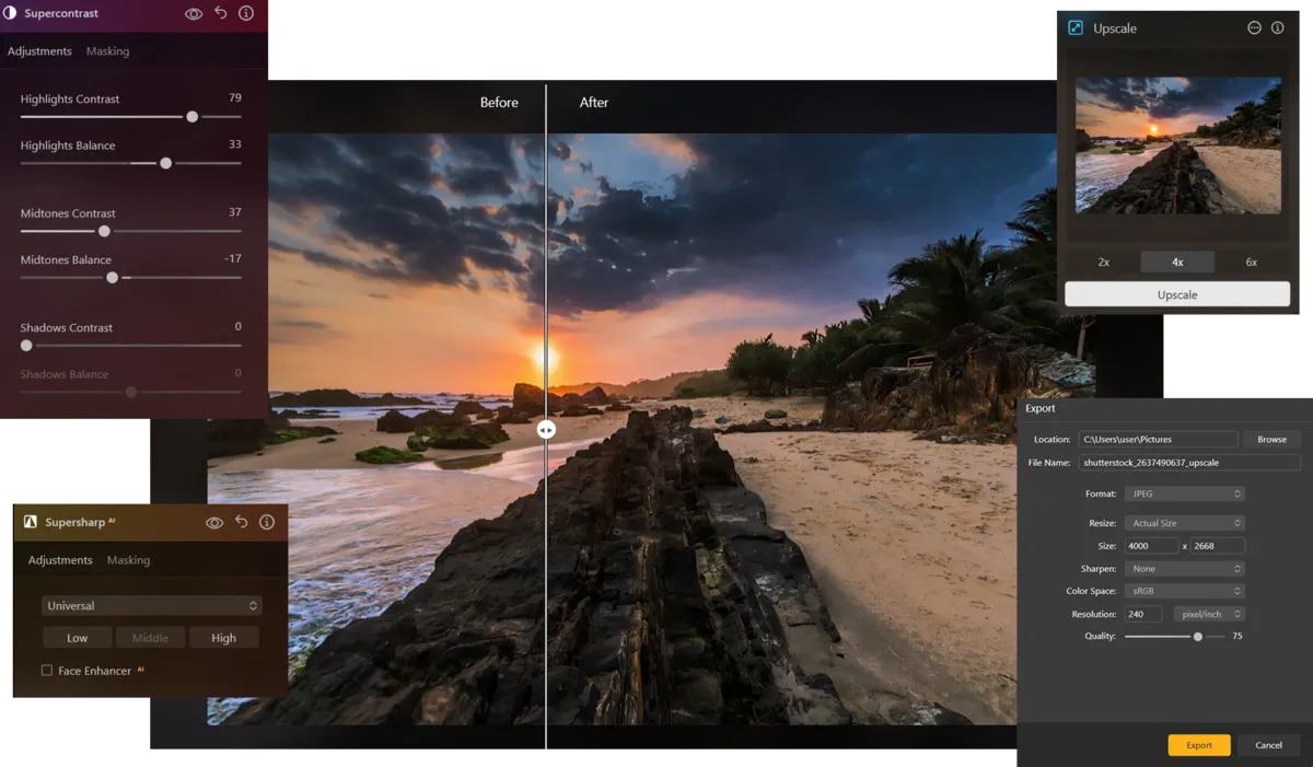 SuperContrast SuperSharp Export and Upscale in Luminar Neo | Skylum Blog