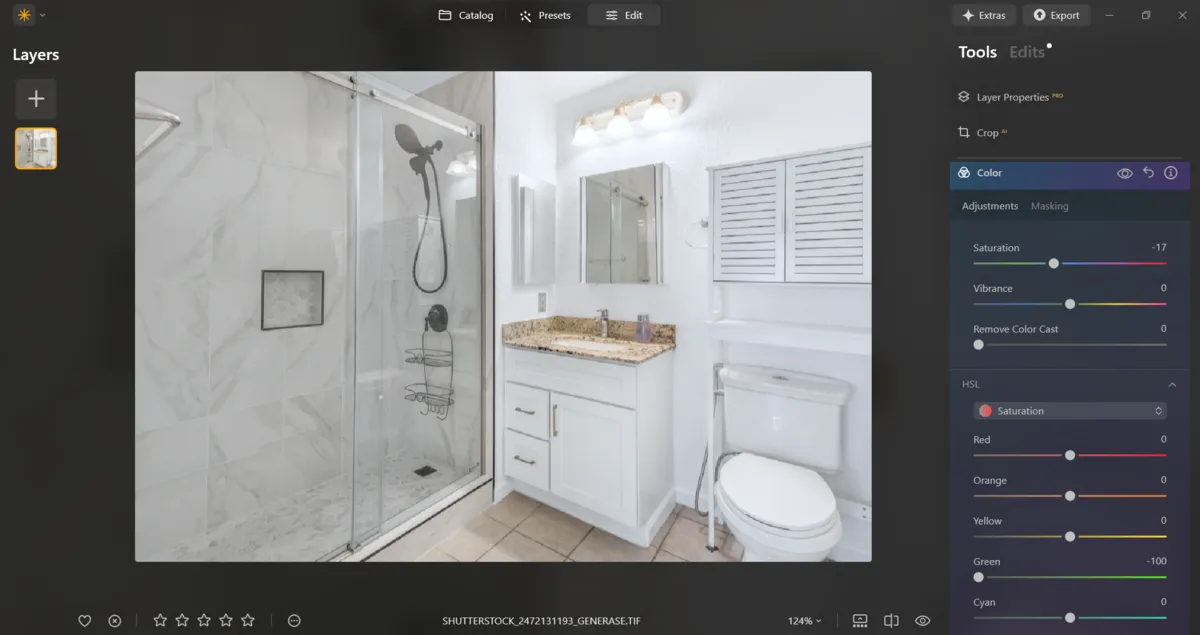 Color and saturation in a photo of a bathroom in Luminar Neo | Skylum Blog