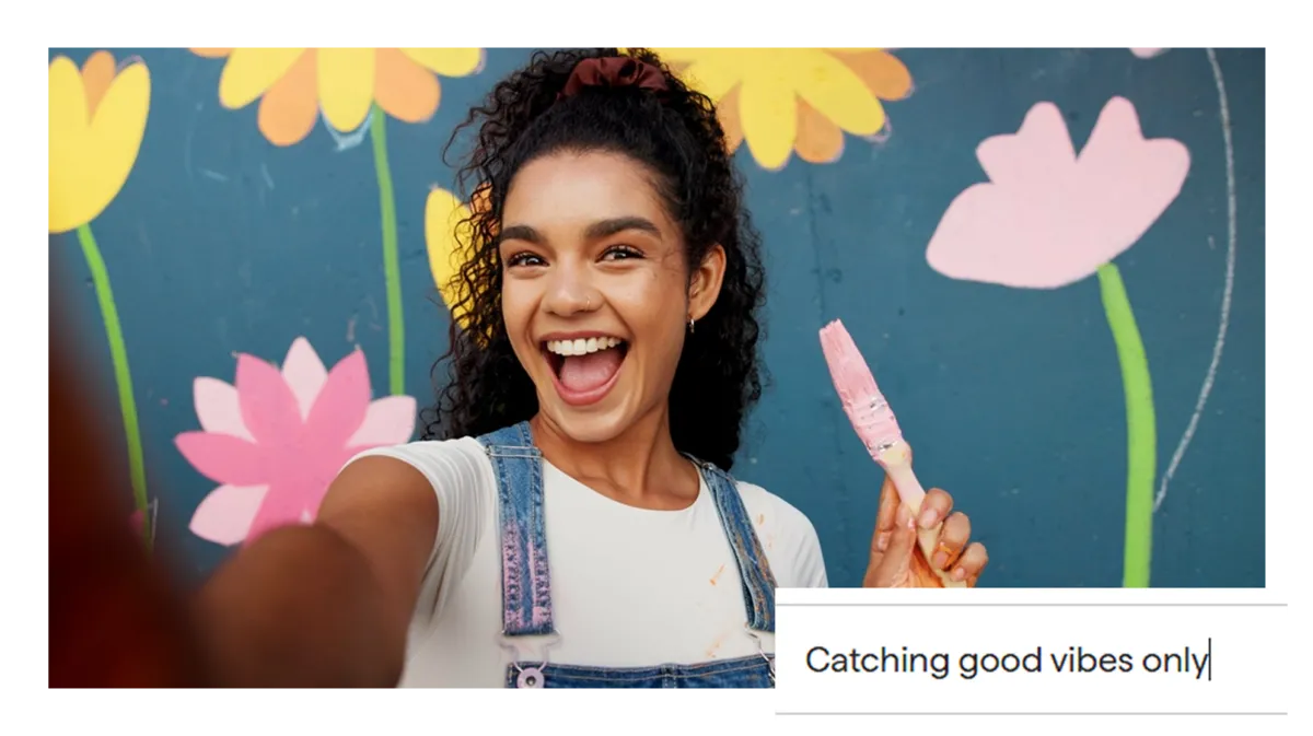 Selfie of a smiling girl with a caption | Skylum Blog