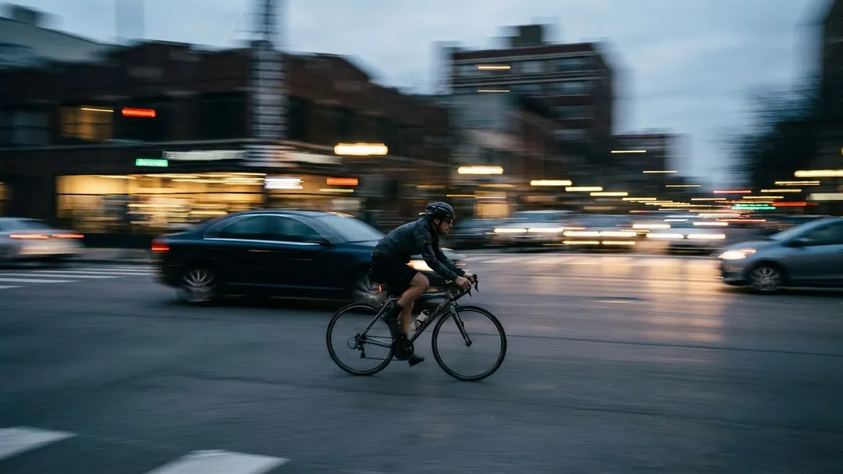 A photo of a cyclist with a blurred background | Skylum Blog