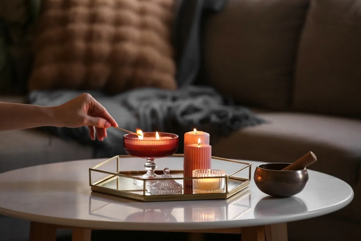 A girl lights candles | Skylum Blog