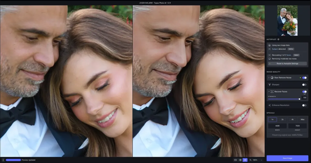 Editing a newlywed portrait in Topaz Photo AI | Skylum Blog