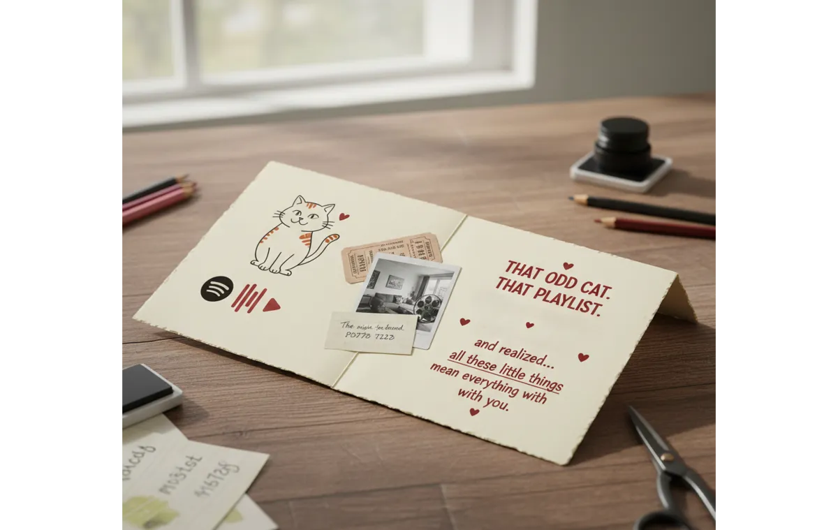 Open greeting card with a photo and handwritten text | Skylum Blog