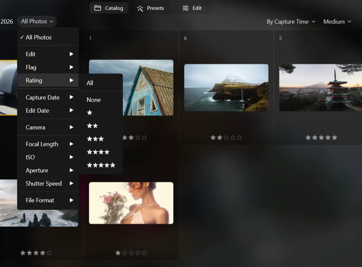 Sorting filters for photos in a folder in Luminar Neo | Skylum Blog