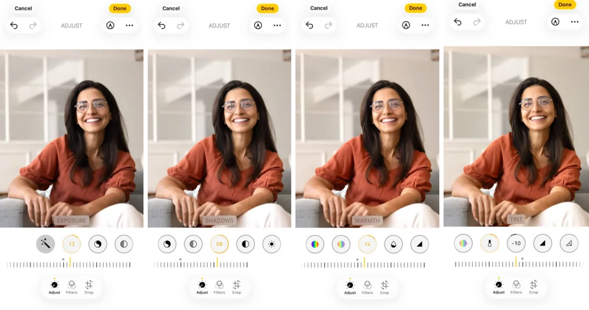 Exposure Shadows Warmth and Tint in editing on iPhone | Skylum Blog