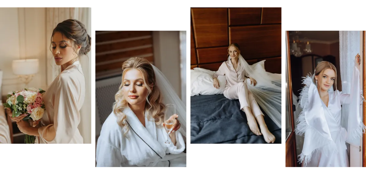 A collage of boudoir photos of the bride | Skylum Blog