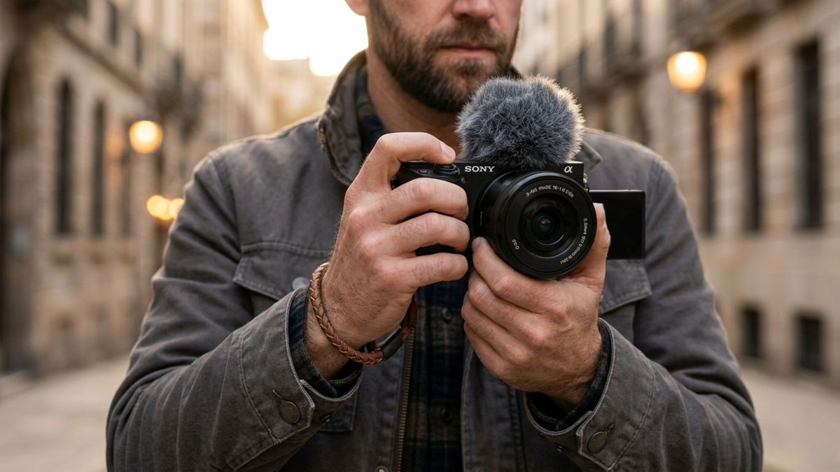 De Sony ZV-E10 II in de handen van een fotograaf | Skylum Blog

