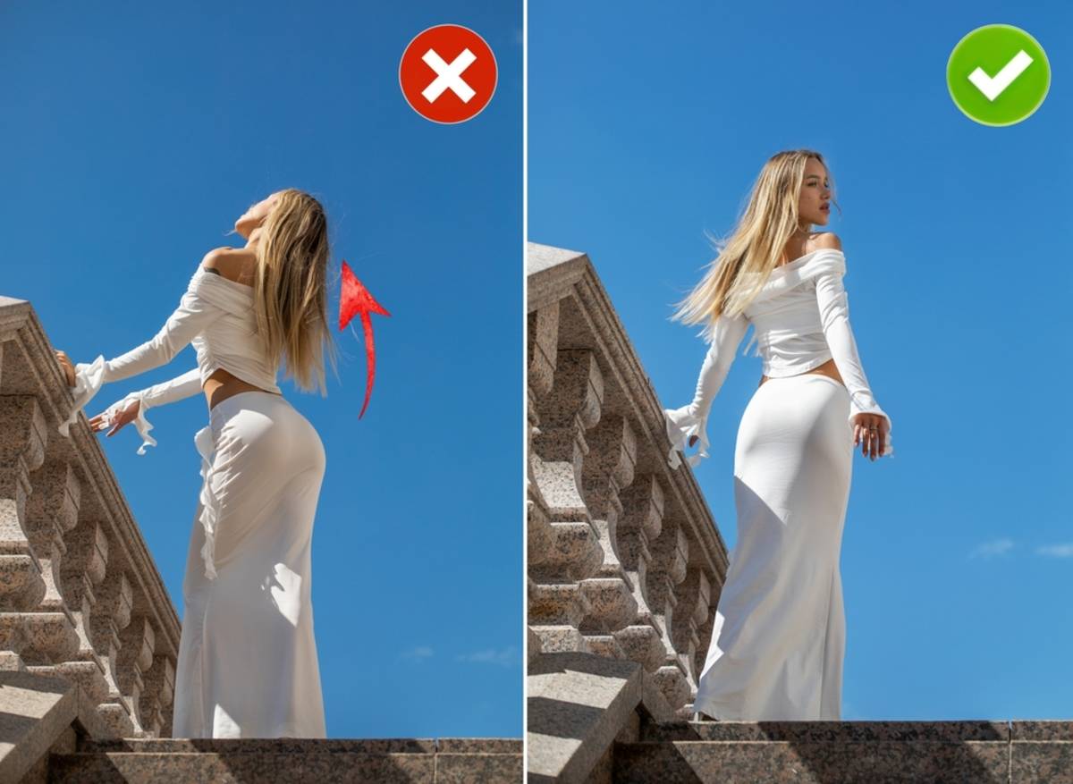 Correct and incorrect poses for a girl in a photo | Skylum Blog

