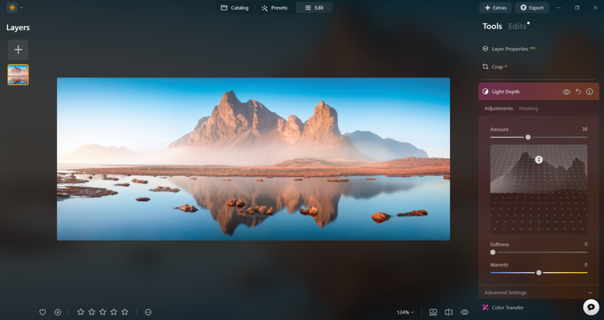 Light Depth In Luminar Neo in a photo with mountains | Skylum Blog