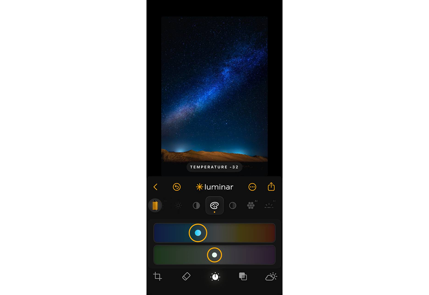 Temperature slider in Luminar Mobile | Skylum How-to