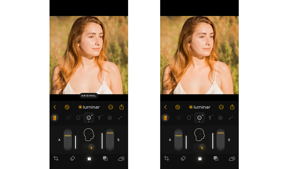 Original and edited photo in Luminar Mobile | Skylum Blog

