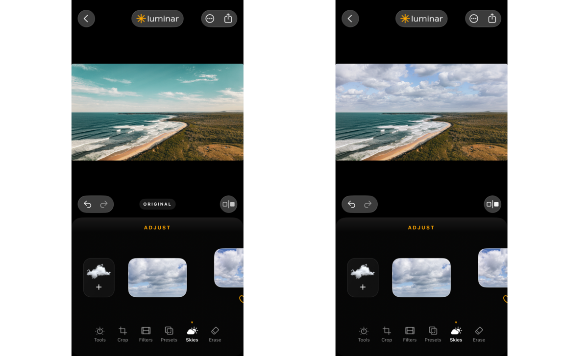 Before and after sky replacement in Luminar Mobile | Skylum How-to


