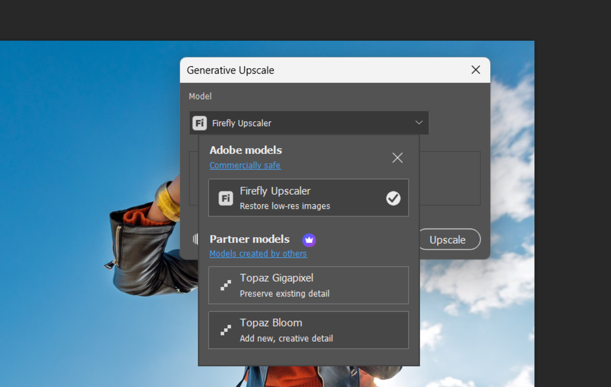 Choose a model - Firefly Upscaler, Topaz Gigapixel or Topaz Bloom | Skylum How-to