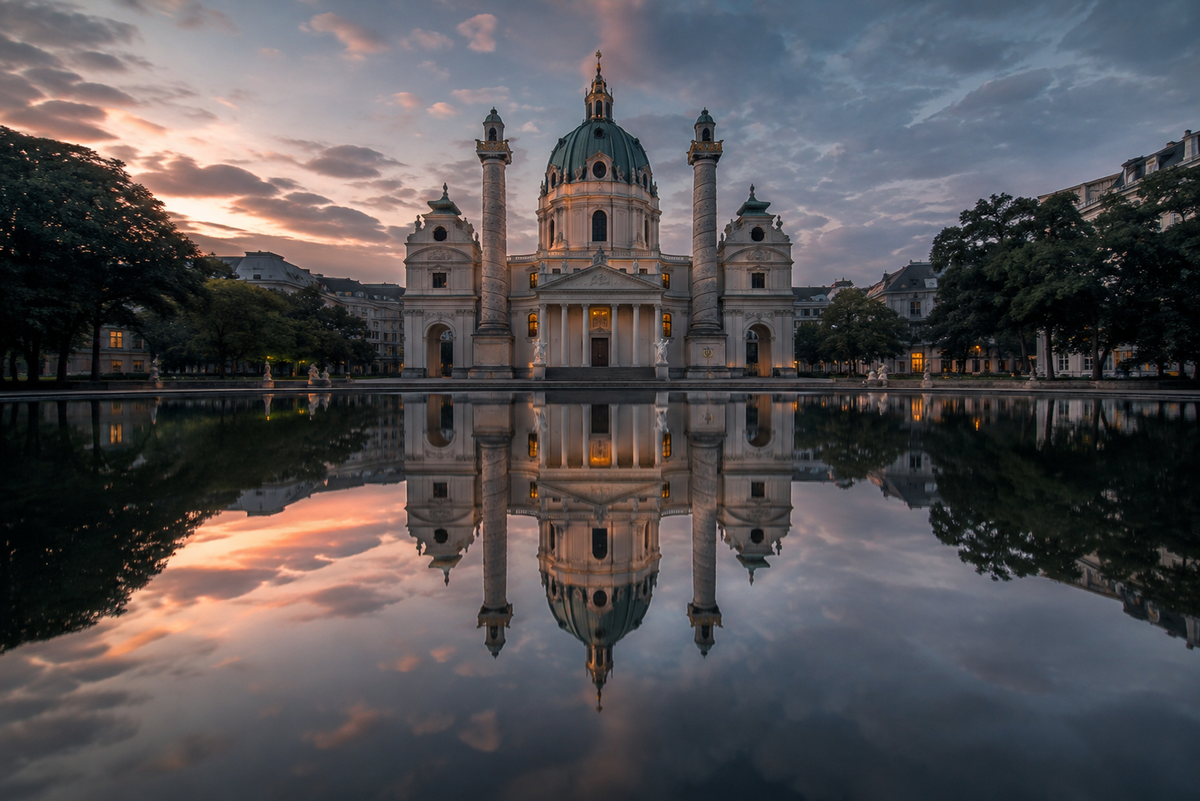 Historic cathedral reflected in a calm river | Skylum Blog

